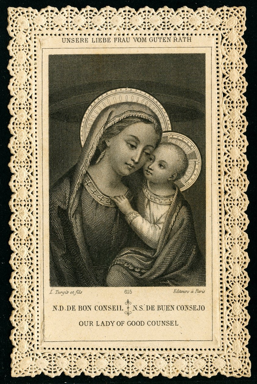 Imagem piedosa: Retrato da Virgem Maria, Nossa Senhora do Bom Conselho (gravura) de Anonymous Anonymous
