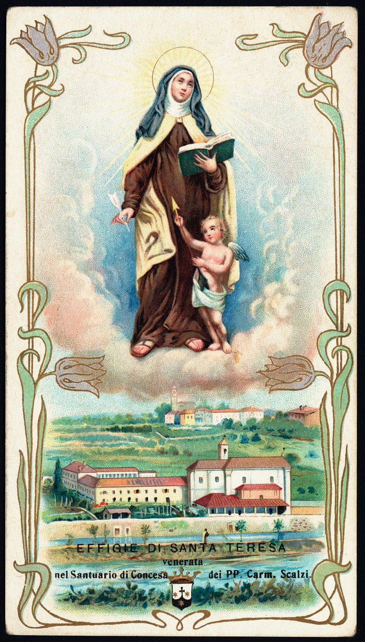 Imagem piedosa: "Representação de Santa Teresa de Jesus ou Ávila (1515-1582), mística espanhola e Carmelita" Cromolitografia. Coleção Particular de Anonymous Anonymous