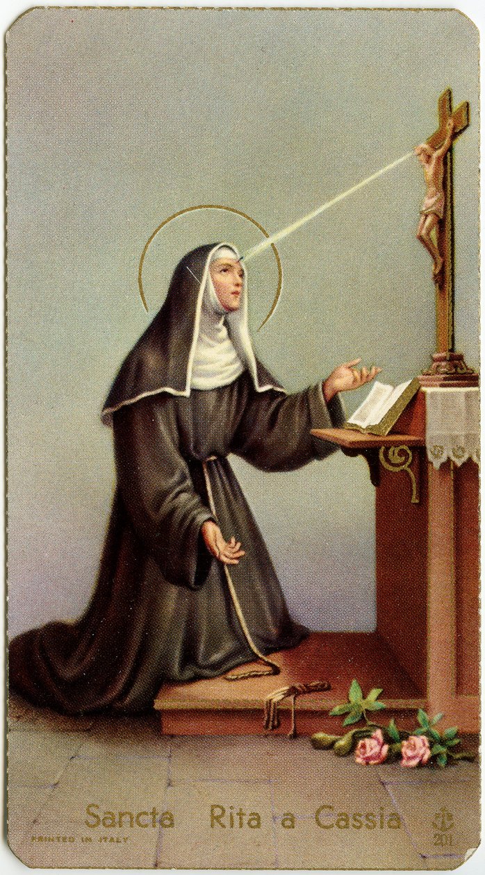 Imagem piedosa: Rita de Cássia durante os seus estigmas parciais (cromolitografia) de Anonymous Anonymous