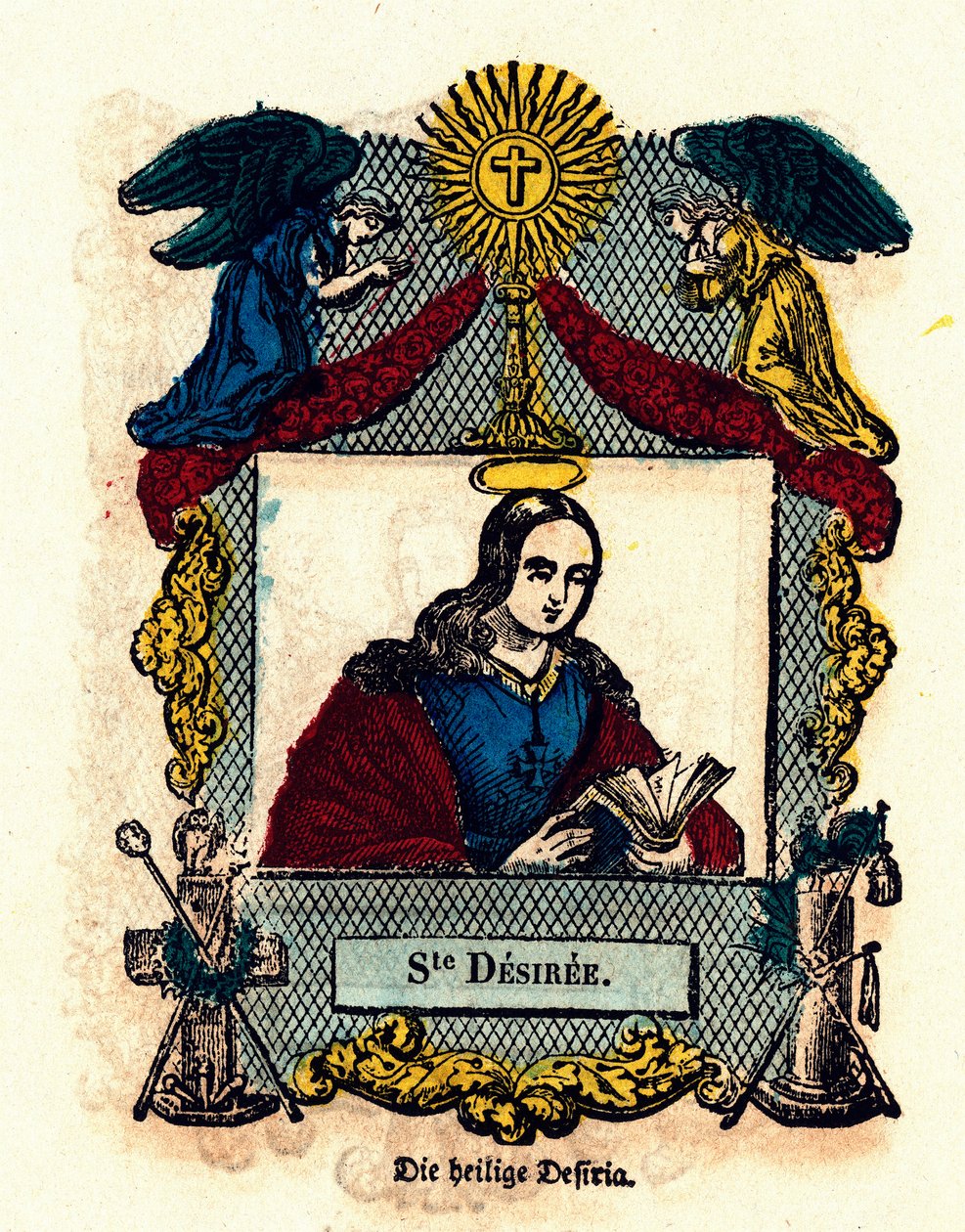 Imagem piedosa: Santa Desiree. Gravura da colecção privada do século XIX de Anonymous Anonymous