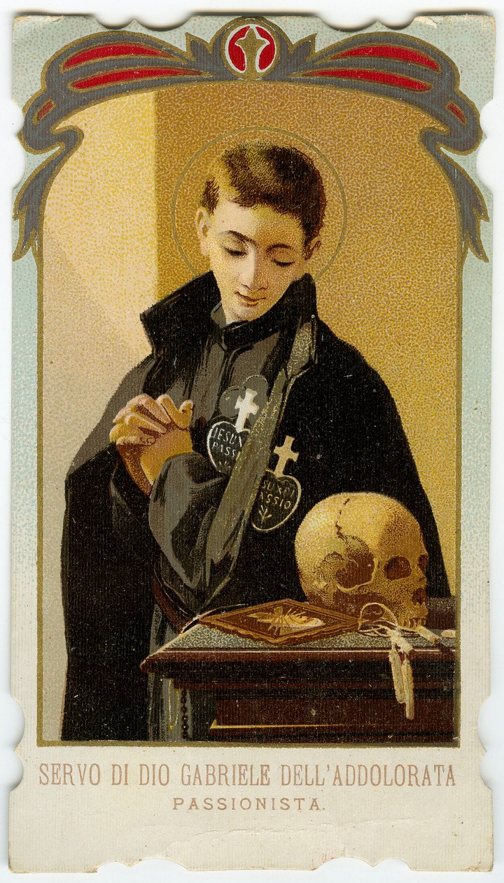 Imagem piedosa: São Gabriel de Nossa Senhora das Dores, estudante clerical Passionista Italiana (cromolitografia) de Anonymous Anonymous