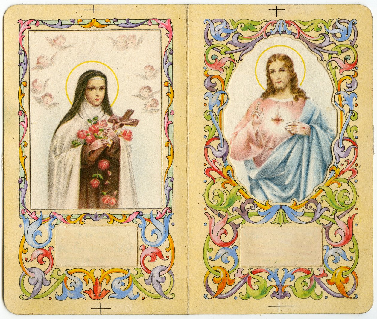 Imagem piedosa: Santa Teresa do Menino Jesus e Jesus de coração sagrado (estampa) de Anonymous Anonymous