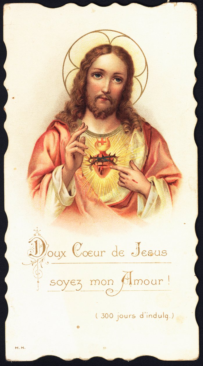 Imagem piedosa: "Doce coração de Jesus seja meu amor" Cromolitografia do início do século XX Coleção Privada de Anonymous Anonymous