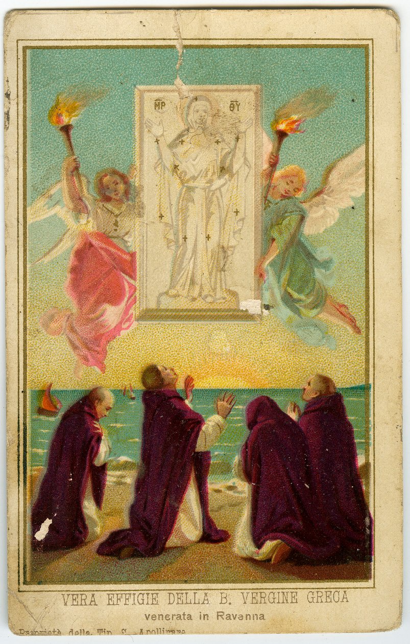 Imagem piedosa: A virgem grega venerada em Ravenna (cromolitografia) de Anonymous Anonymous