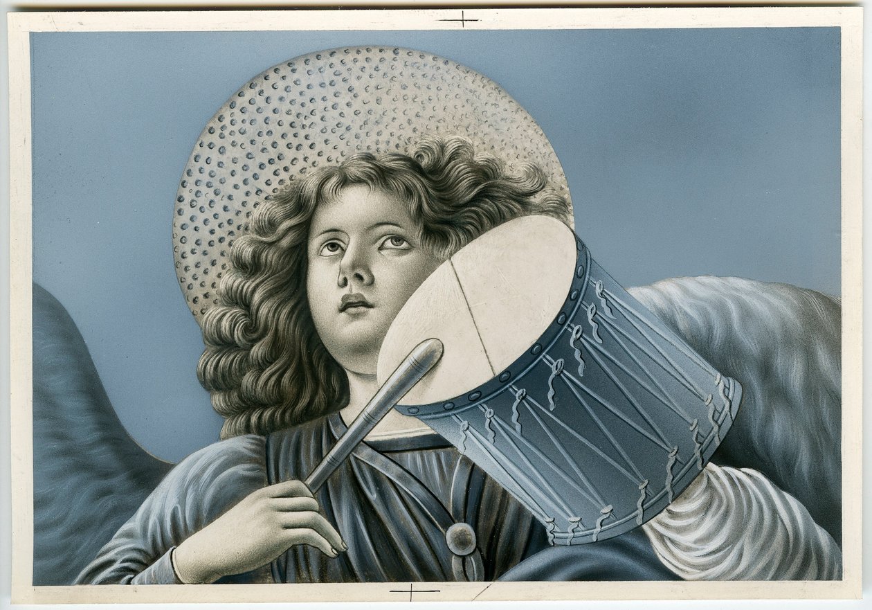 Imagem piedosa: um anjo músico (impressão) de Anonymous Anonymous