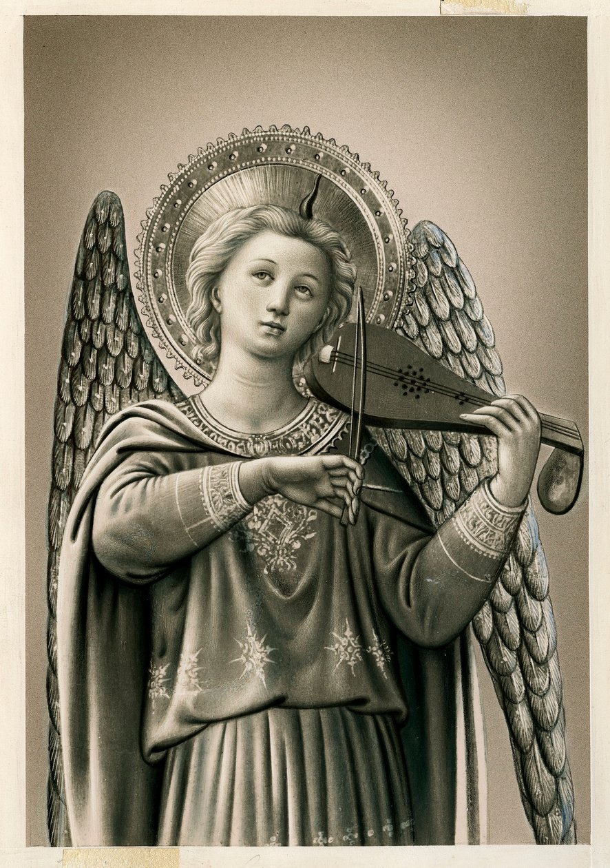 Imagem piedosa: um anjo músico (impressão) de Anonymous Anonymous