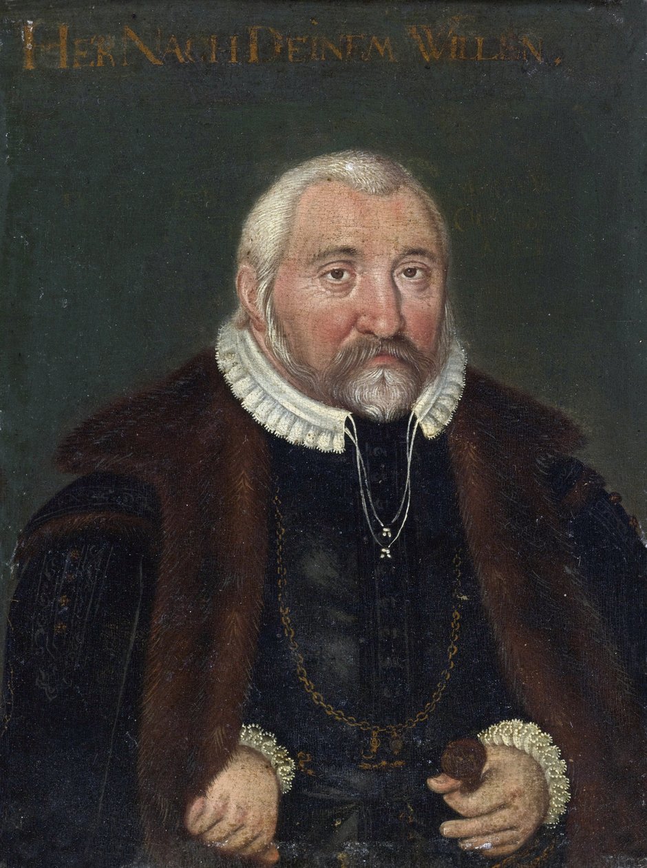 "Retrato de Frederic III do Palatinado, conhecido como Frederic III o Piedoso, Eleitor Palatino do Reno (1515-1576)" Pintura anónima Colecção privada do século XVI de Anonymous Anonymous