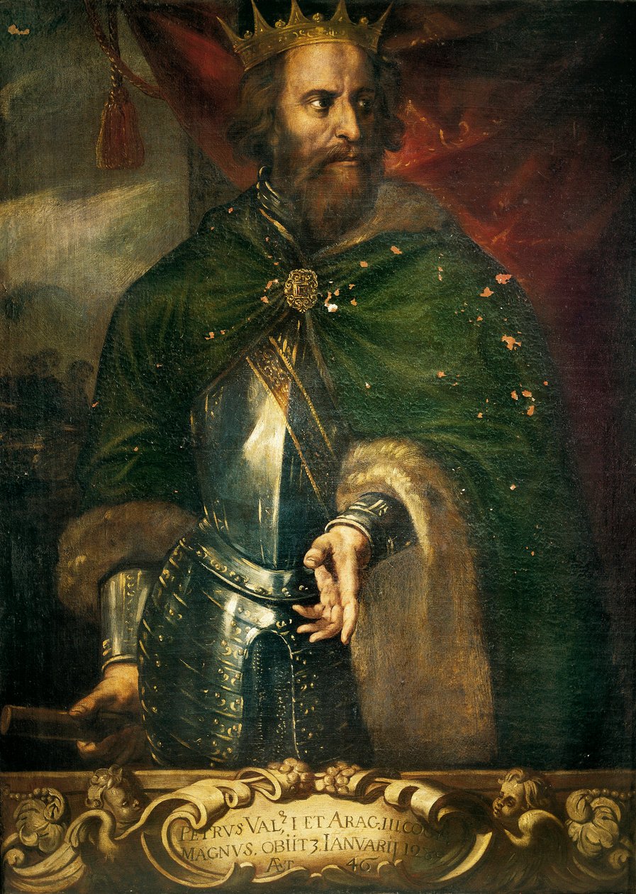 Retrato de Pedro III ""O Grande"" (1240-1285), rei de Aragão e Valência. Pintura anônima. Espanha, Valência. Palácio da Generalitat. de Anonymous Anonymous