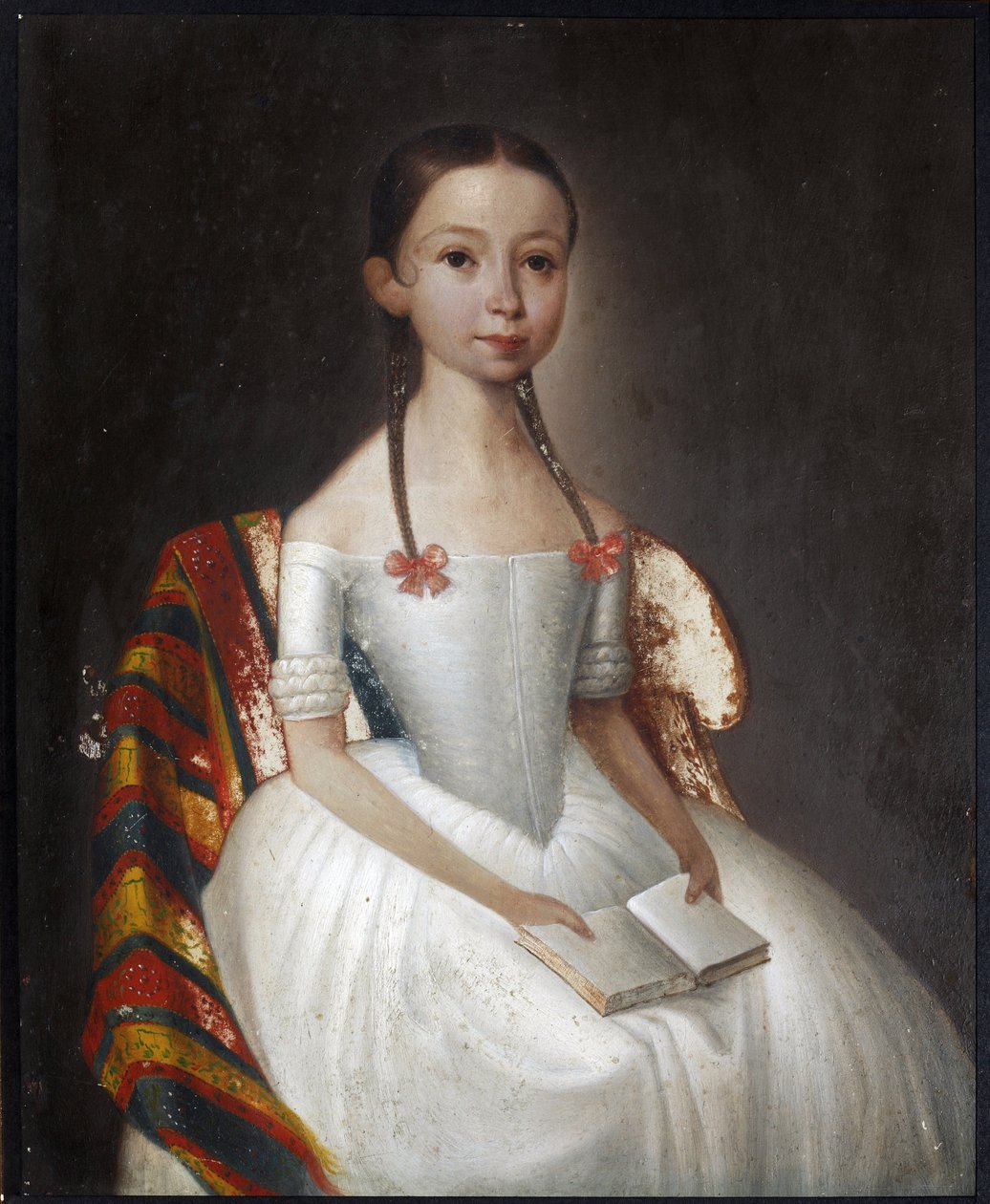 "Retrato de uma garota com um livro" Pintura anônima por volta de 1830 Coleção particular de Anonymous Anonymous