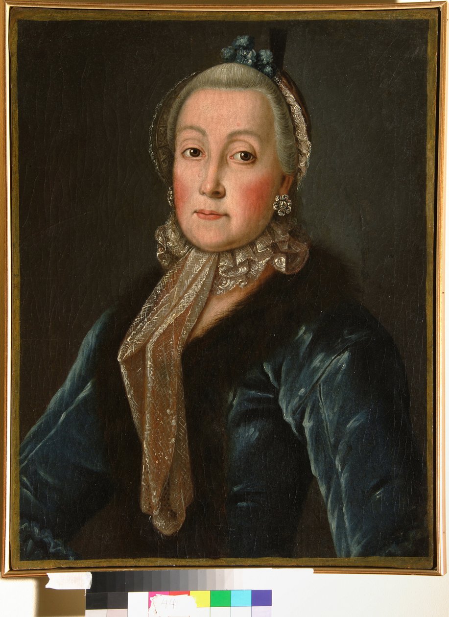 Retrato da Condessa Anna Danilova Trubetskaya (1710-1780), nascida Drutskaya Sokolinskaya - Pintura anônima, óleo sobre tela (60x46,5 cm), segunda metade do século XVIII - (Retrato da Condessa Anna Danilovna Trubetskaya, nascida Drutskaya-Sokolinskaya, Óle de Anonymous Anonymous