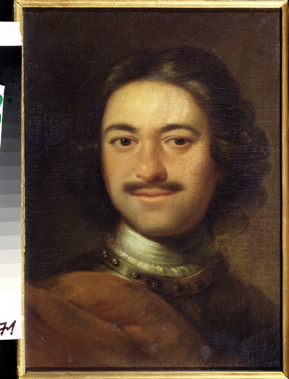 Retrato do imperador Pedro I, o Grande (1672-1725) (Retrato do imperador Pedro I, o Grande). Pintura anônima. Óleo sobre tela, 48,5 x 37 cm, início do século XVIII. Classicismo. Museu da Marinha Central do Estado, São Petersburgo. de Anonymous Anonymous