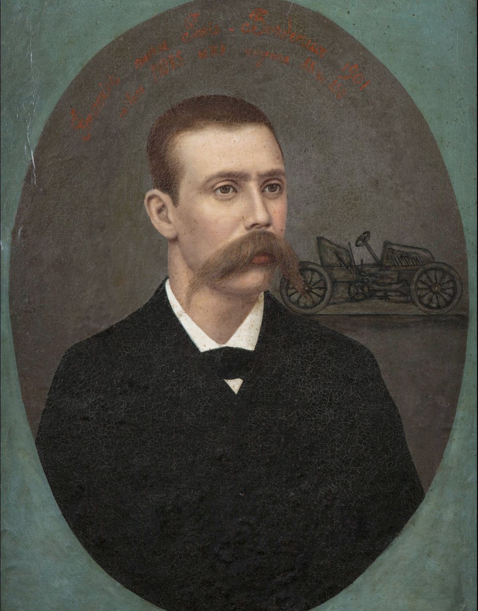 "Retrato do piloto francês Henri Fournier (1871-1919)" Pintura anónima 1901 Colecção privada de Anonymous Anonymous