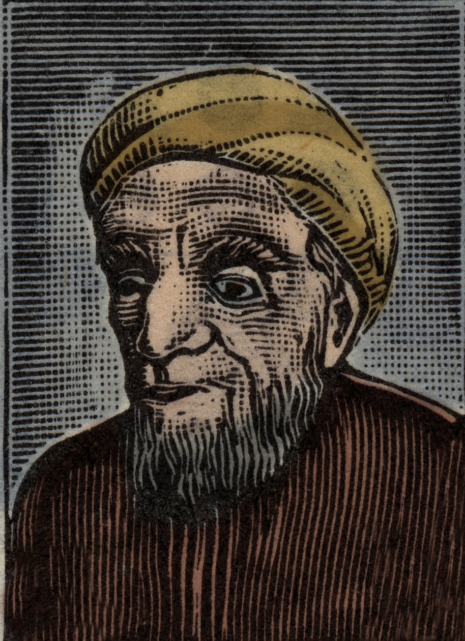 Retrato de Al-Jahiz (Al Jahiz) (775-868) - Al-Gahiz - (Abu Uthman Amr ibn Bahr al-Kinani al-Basri) - gravura após selo postal de Anonymous Anonymous