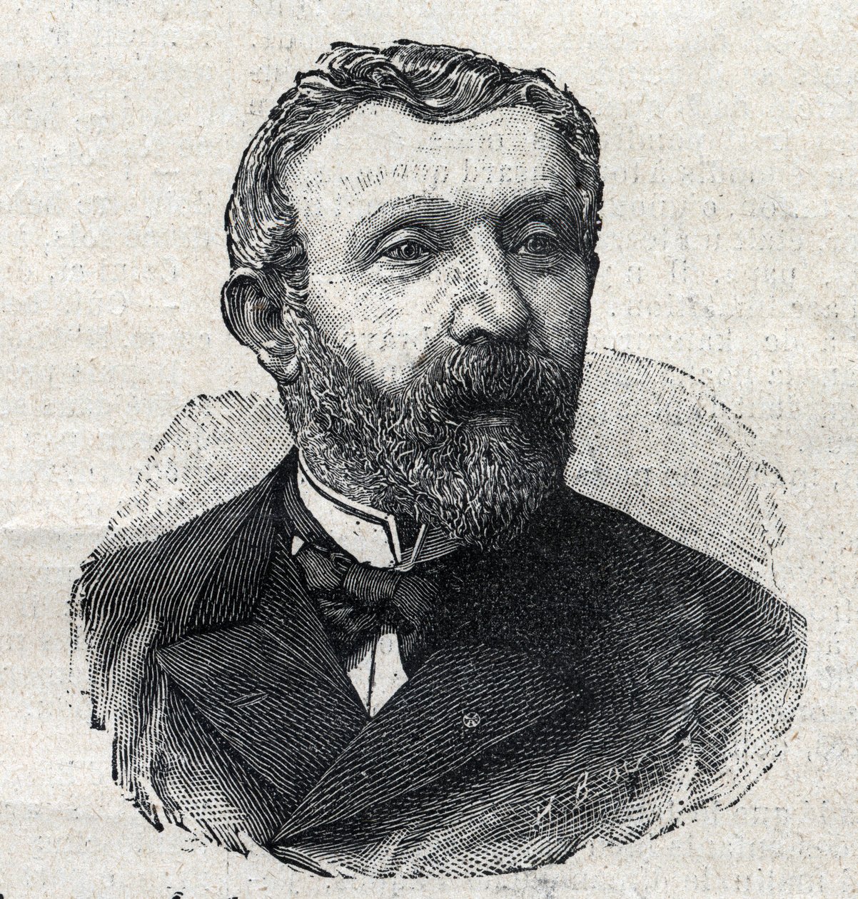 Retrato de Alfred Mezieres (1826-1915), historiador literário, jornalista e político francês. Gravura em "Le Petit Parisien" (O Petit Parisien) de Anonymous Anonymous