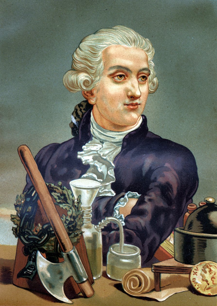 Retrato de Antoine Laurent de Lavoisier (1743 - 1794), químico francês. depois de "La Ciencia y sus Hombres" de Louis Figuier. Barcelona 1881. de Anonymous Anonymous