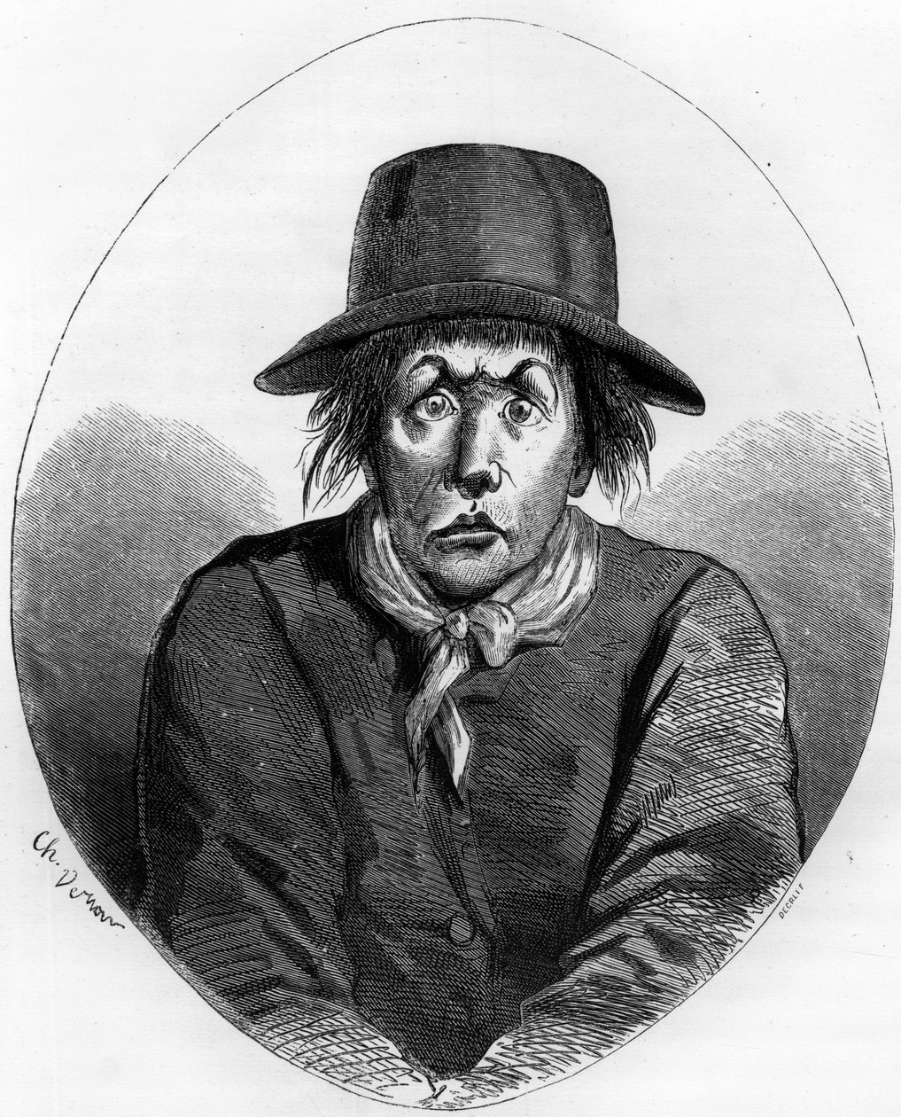 Retrato de Antoine Simon (1736-1794) sapateiro mestre e guardião revolucionário francês de Luís XVII no Templo em 1793 - Gravura de 1863 em "O Livro Vermelho - Histoire De L