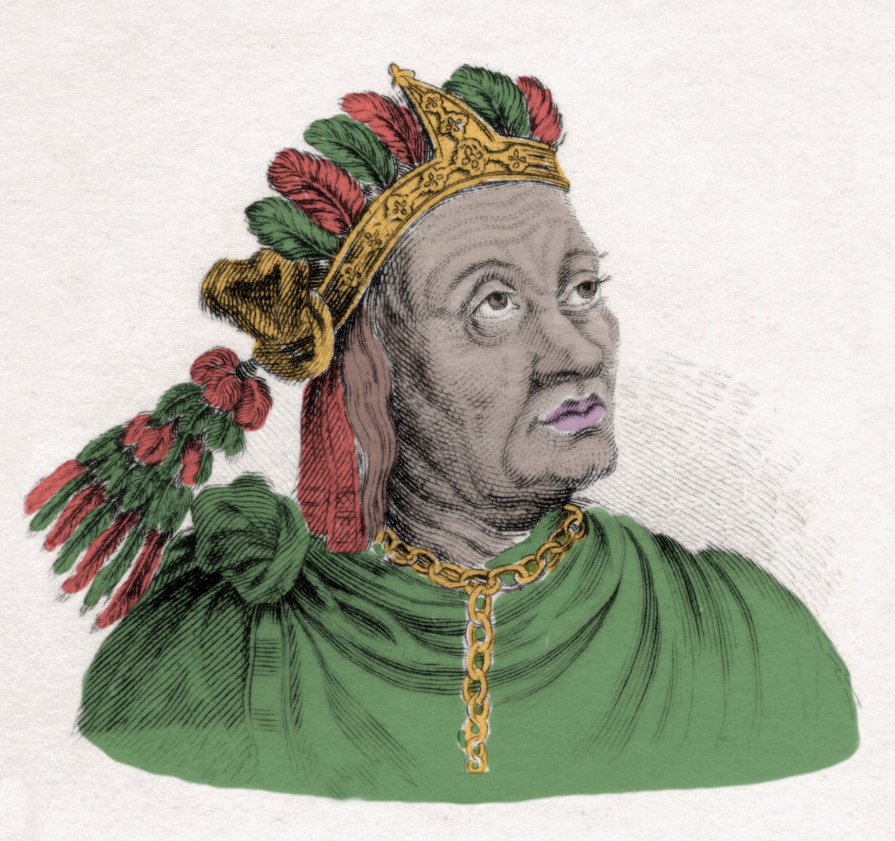 Retrato de Atahualpa (1502-1533), último imperador do Império Inca. Gravura do século XIX. Milanês de Anonymous Anonymous