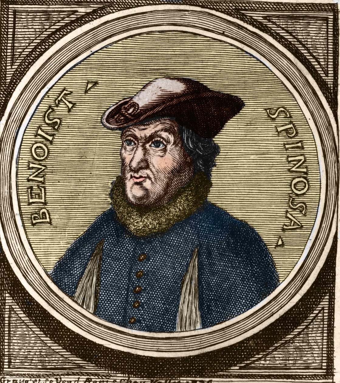 Retrato de Baruch Spinoza (1632-1677), filósofo holandês, também conhecido como Bento de Espinosa ou Benedictus de Spinoza ou Benoit de Spinoza. Gravura do século XVII de Anonymous Anonymous