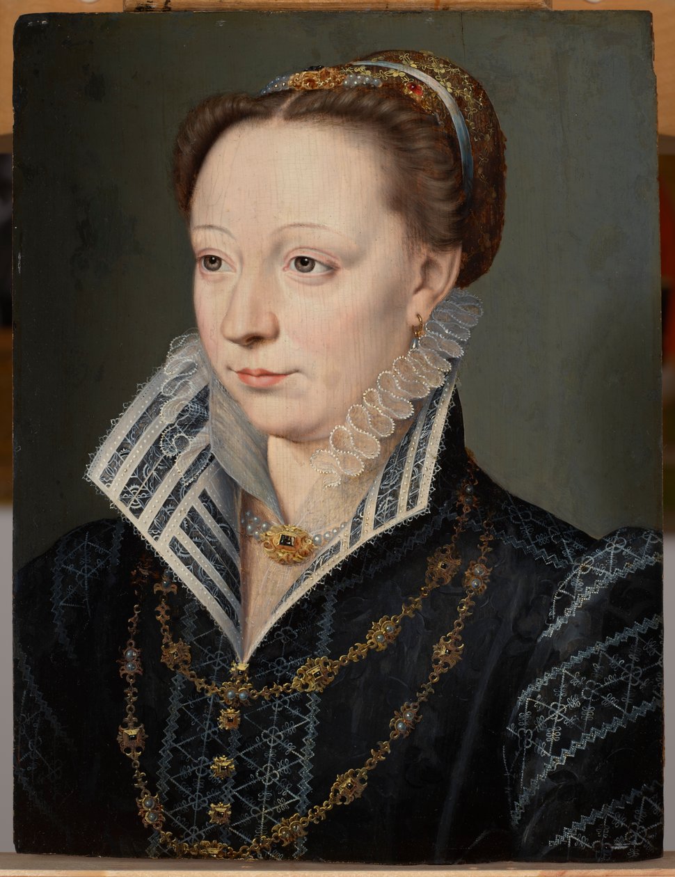 Retrato de Claude Catherine de Clermont-Tonnerre, Duquesa de Retz (1543-1603), c.1571 (óleo sobre painel) de Anonymous Anonymous