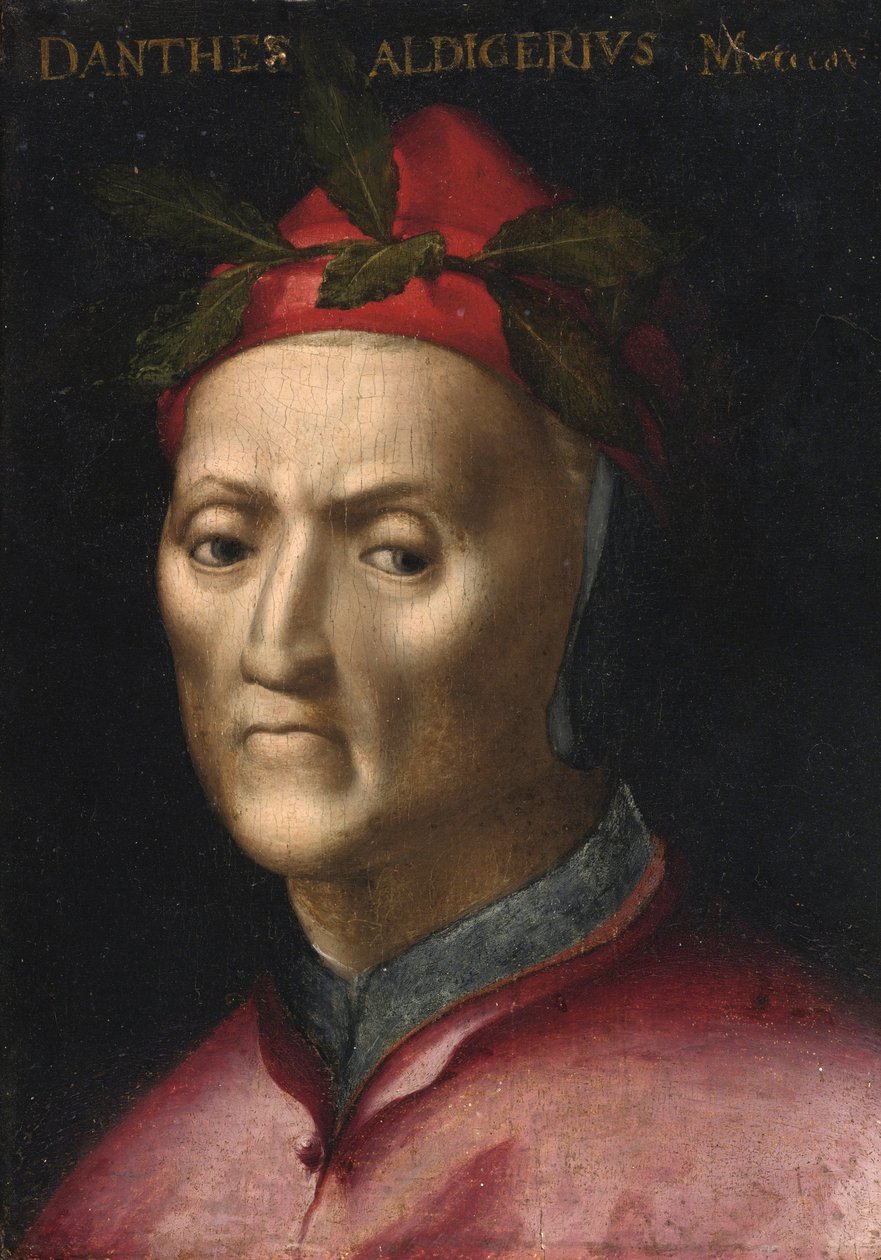 Retrato de Dante Alighieri (1265-1321) - pintura anônima do século XVI - coleção particular de Anonymous Anonymous