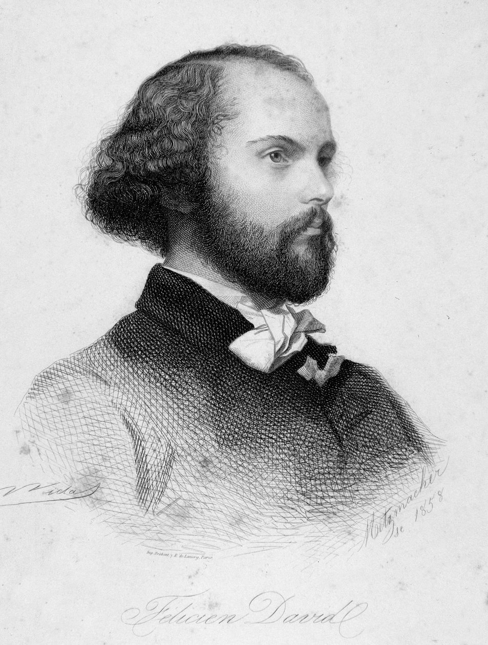Retrato de Felicien Cesar David (gravura) de Anonymous Anonymous