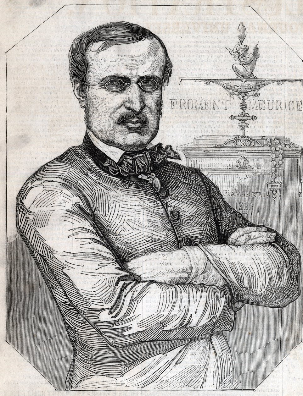 Retrato de François-Desire Froment-Meurice (Francois Desire Froment Meurice) (1802-1855) Peixe dourado francês. Gravura a partir de 1855. Colecção privada. de Anonymous Anonymous