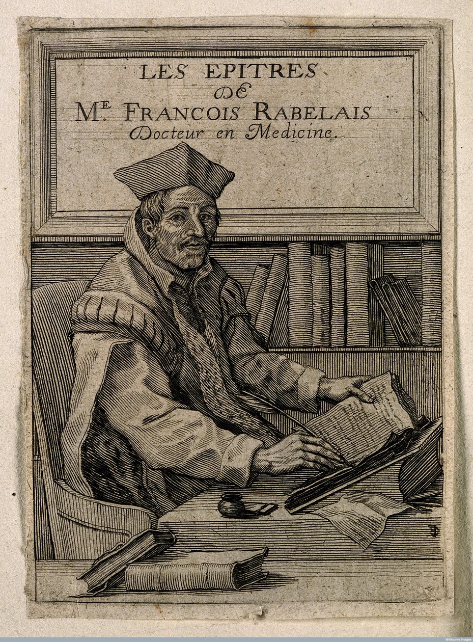 Retrato de François Rabelais (1494-1553), Anónimo. Gravura em cobre de Anonymous Anonymous
