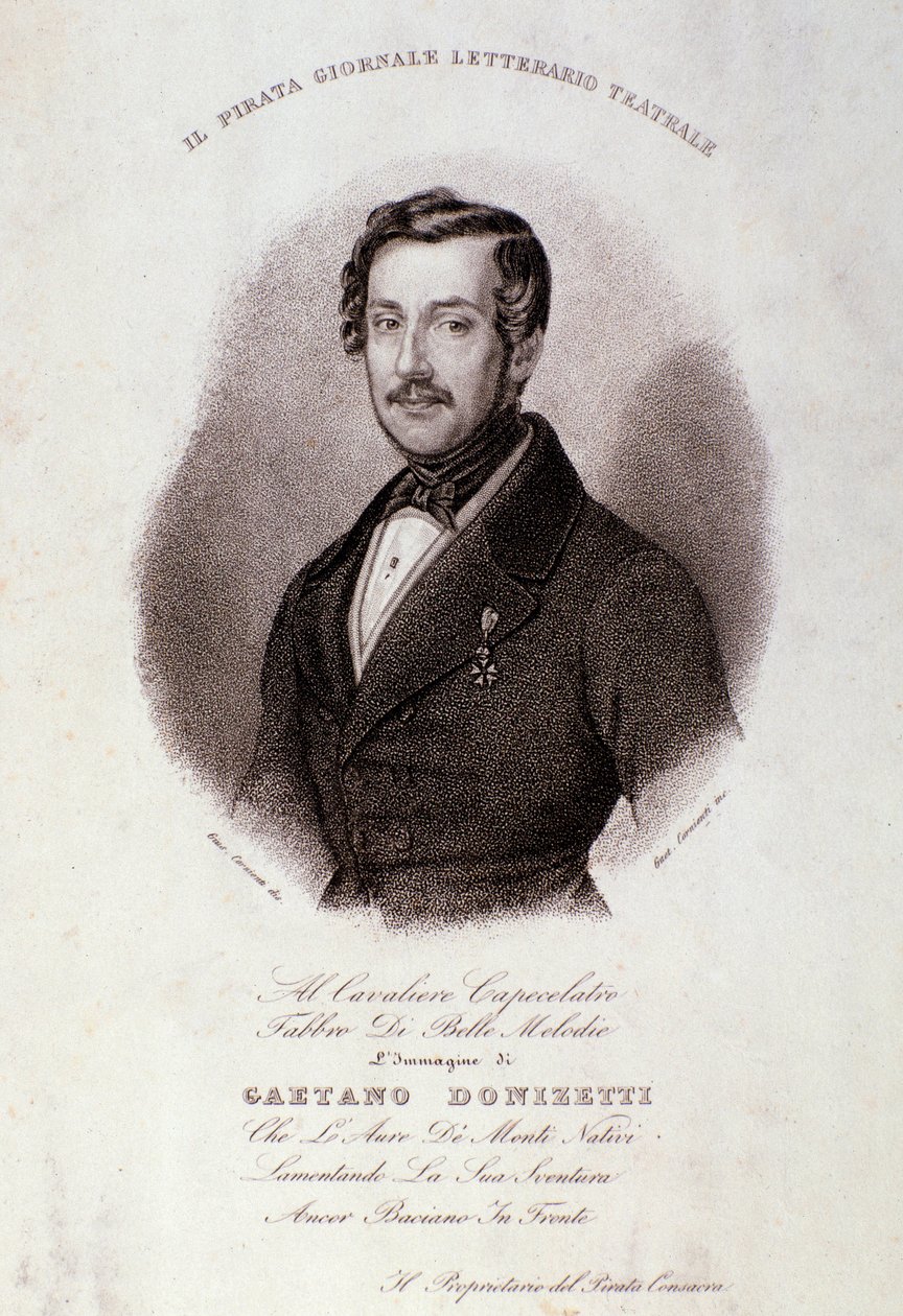 Retrato de Gaetano Donizetti (gravura) de Anonymous Anonymous
