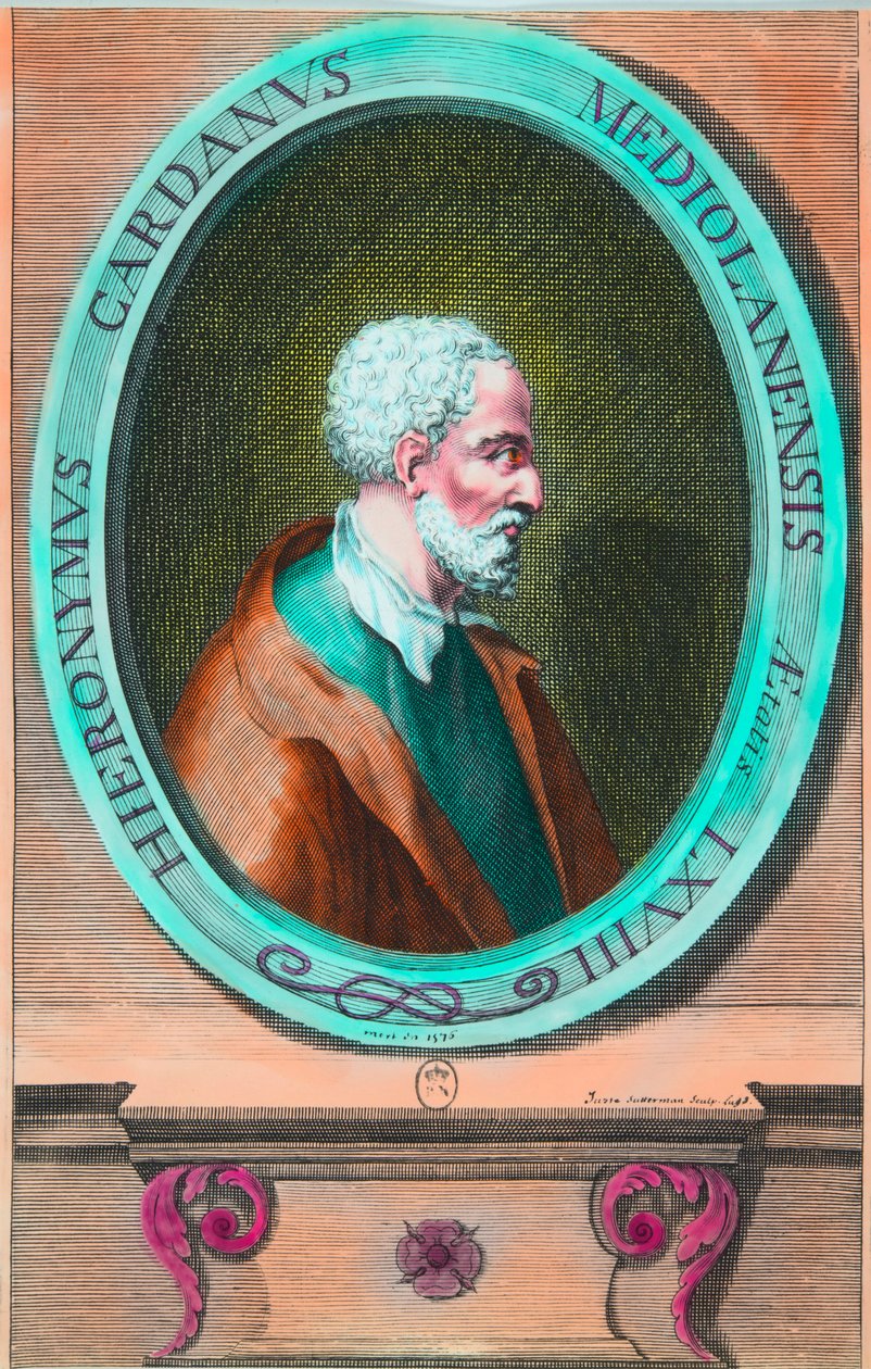 Retrato de Girolamo Cardano (Hieronymus Cardanus) (1501-1576) Matemático, filósofo, astrólogo e médico italiano, Privee Collection de Anonymous Anonymous