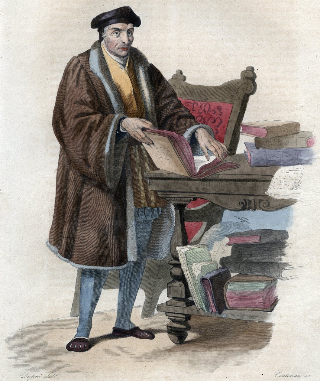 Retrato de Guillaume Bude (Budee) (Budaeus) (1467-1540), estudioso francês. ilustração de "Le Plutarque Français" de Edmond Mennechet de Anonymous Anonymous
