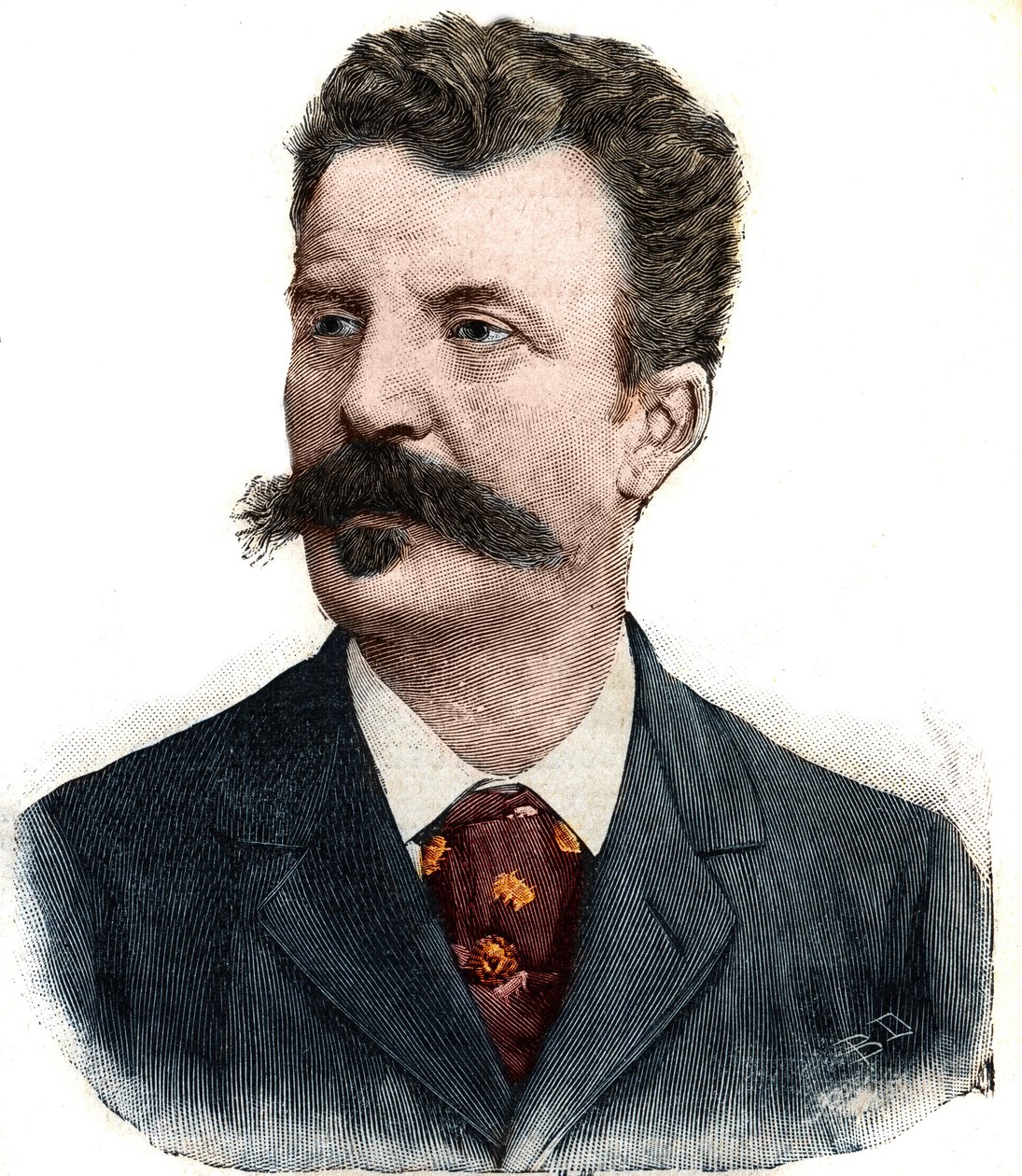 Retrato de Guy de Maupassant (1850-1893) escritor francês. Gravura em "Le Peute Parisien" (Le Peute Parisien) de Anonymous Anonymous