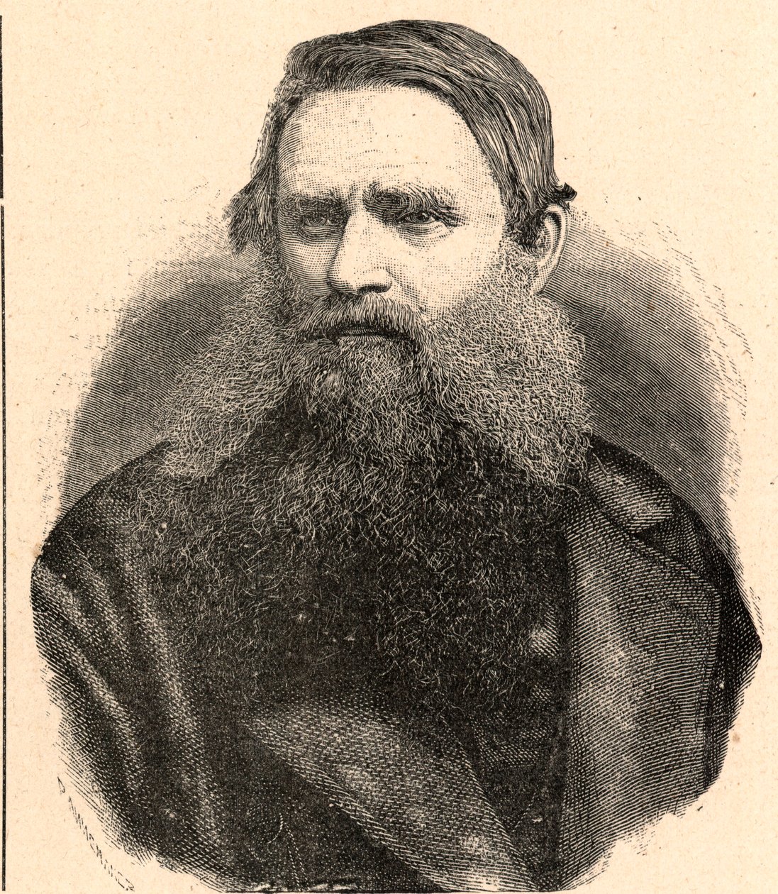 Retrato de Henri Depelchin (1822-1900), missionário jesuíta, primeiro superior da missão do Alto Zambeze em África. Gravura em "Les Missions Catholiques au XIXeme Siecle" de Louis-Eugene (Louis Eugene) Louvet. colecção privada. de Anonymous Anonymous