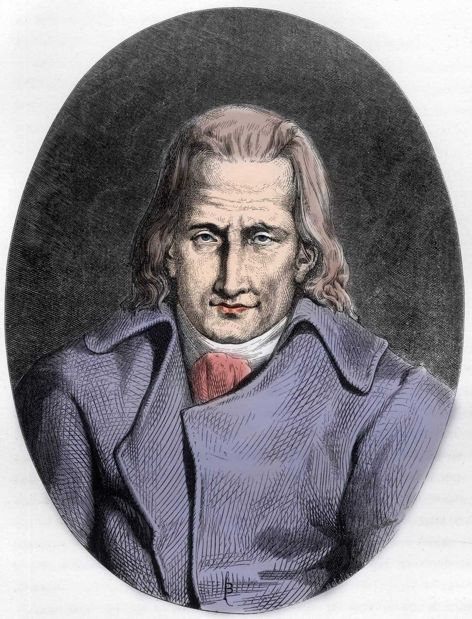Retrato de Jacques Cazotte, autor francês - Retrato de Jacques Cazotte (1719-1792) - Gravura de 1863 em "Le Livre Rouge - Histoire De L