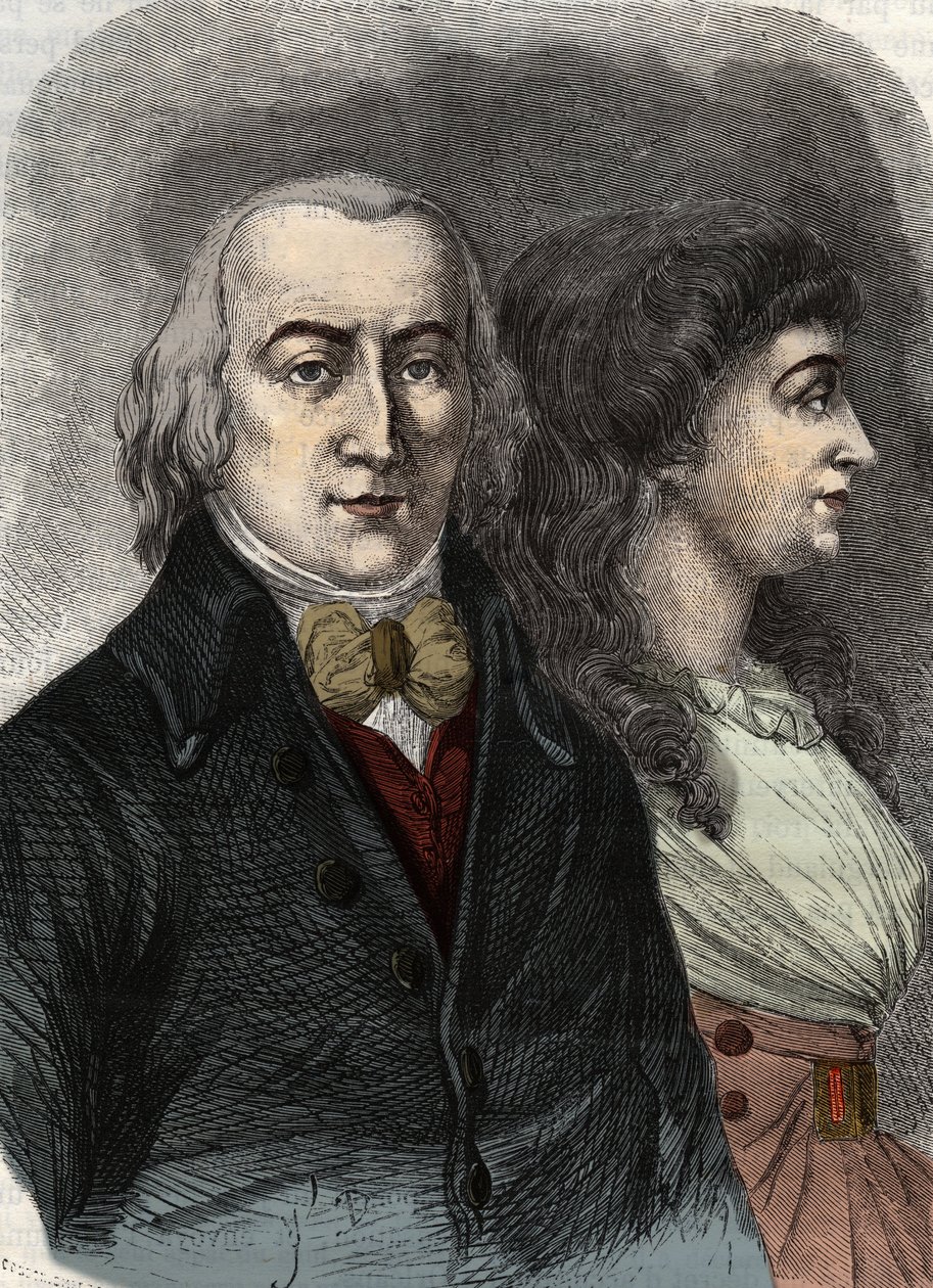 Retrato de Jean Marie Roland, Visconde de la Platiere (1734-1793) com Manon Roland, ou Jeanne Marie, ou Manon Phlipon (Madame Roland) (Mme Roland de Anonymous Anonymous