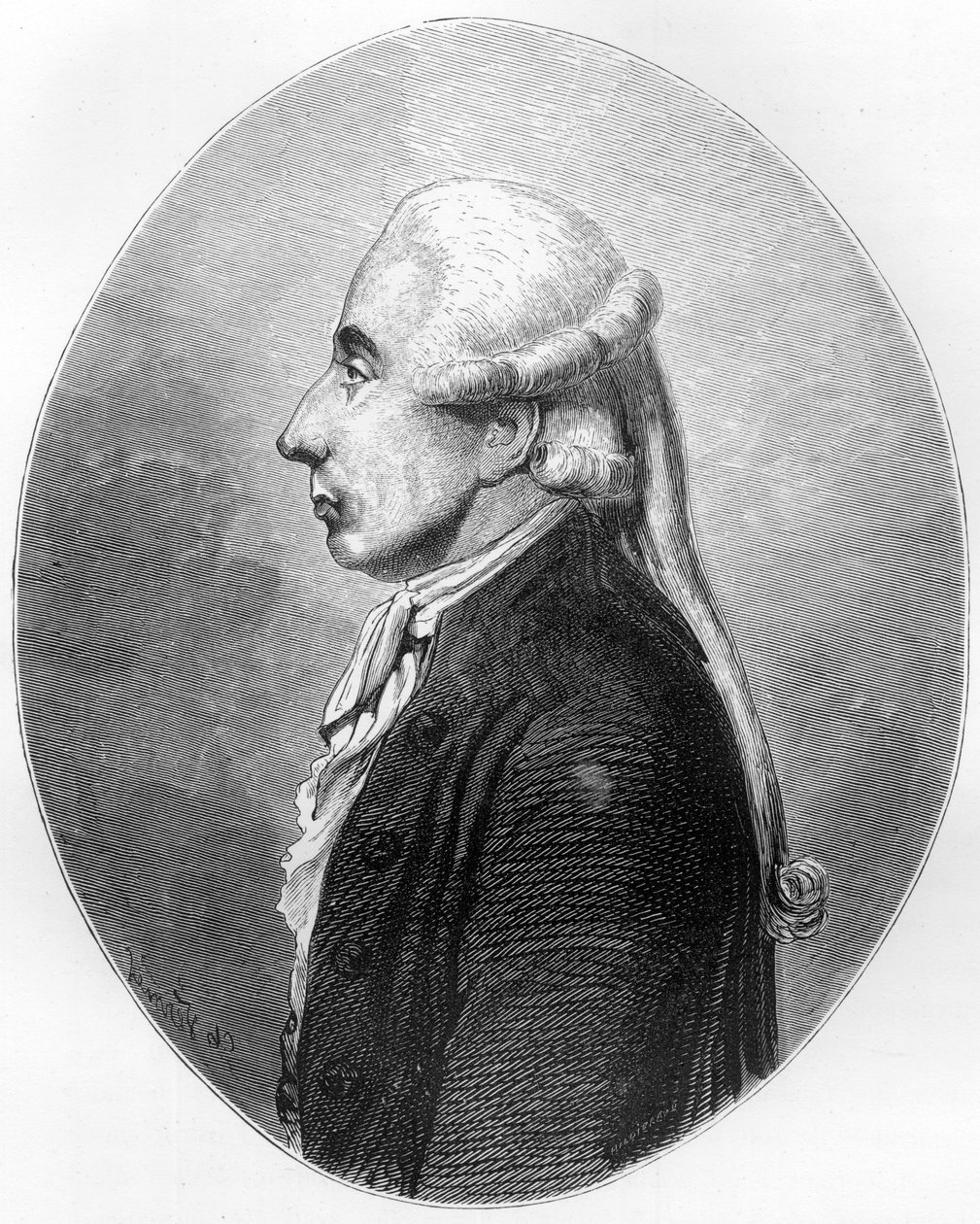 Retrato de Jean Sylvain Bailly (1736 - 1793) estudioso e político, prefeito de Paris de 1789 a 1791 - Gravura de 1863 em "Le Livre Rouge - Histoire De L