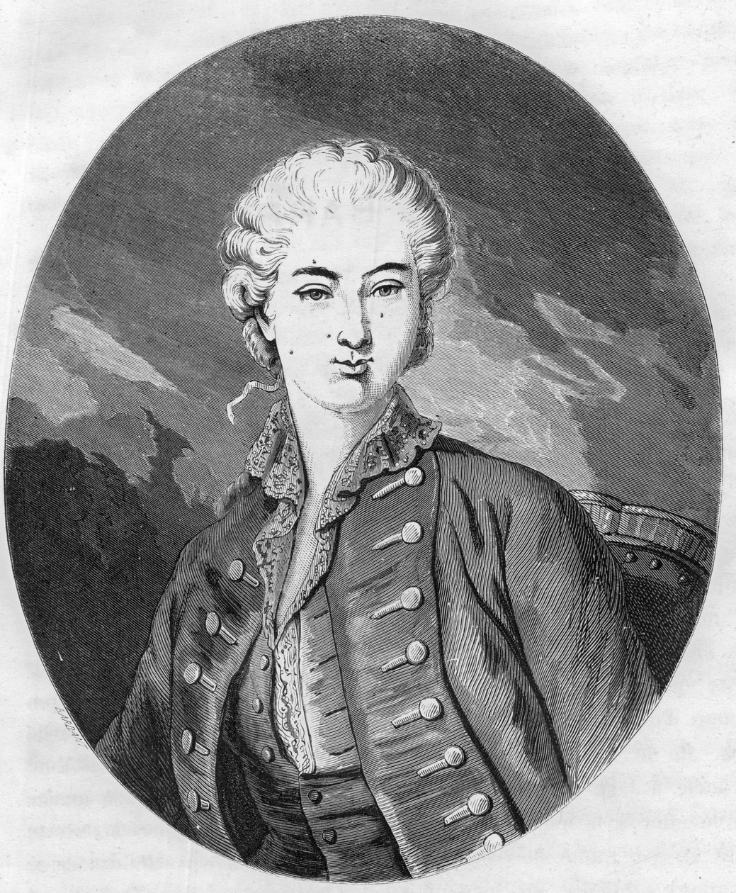 Retrato de Jeanne Becu, Condessa (ou Madame) du Barry (1743-1793), última amante de Luís XV - Gravura de 1863 em "Le Livre Rouge - Histoire De L