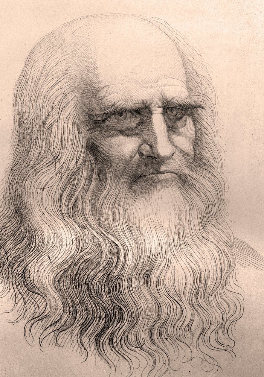 Retrato de Leonardo Da Vinci (Leonard de Vinci) (1452 - 1519) a partir do seu auto-retrato. de Anonymous Anonymous