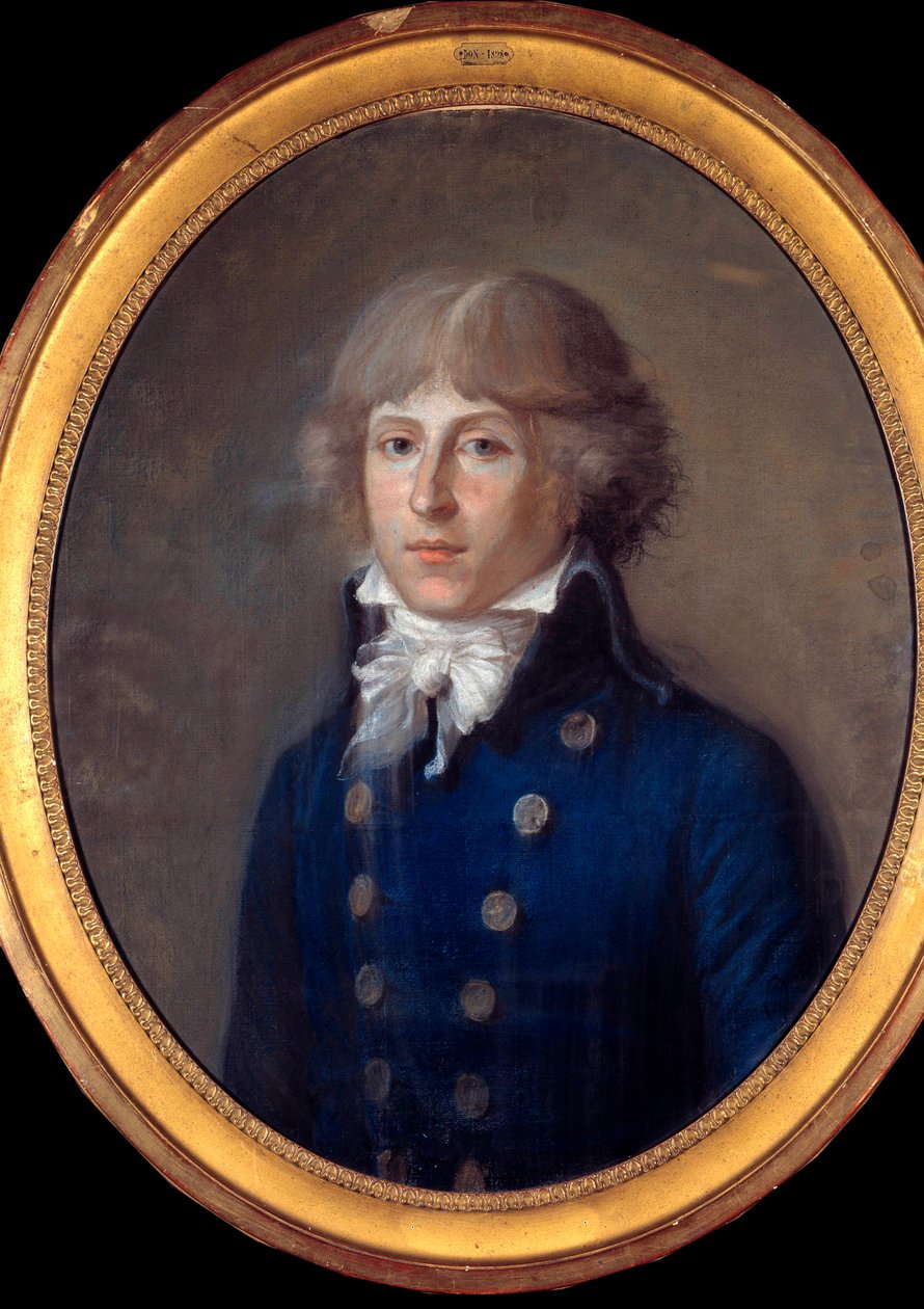Retrato de Louis Antoine de Saint Just (ou Saint-Just) (1767-1794), político. Anônimo pastel do século XVIII. Dim. 0,61 x 0,50 m Paris, Musee Carnavalet - Retrato de Louis Antoine de Saint Just (ou Saint-Just) (1767-1794), político. Pastel anónimo p de Anonymous Anonymous