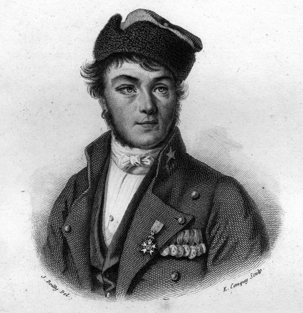 Retrato de Louis Brune (1807-1843) salvador de Rouen Em "Portraits and history of useful men: men and women of all countries and conditions, who acquired rights to the recognition of men" publicado e propagado por Societe Montyon et Frankl de Anonymous Anonymous