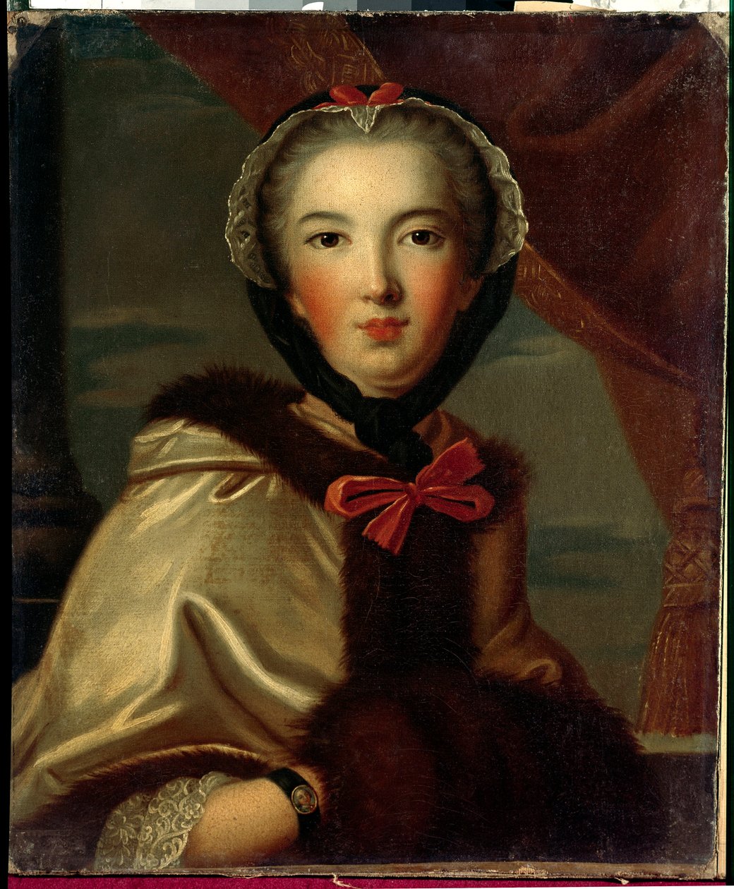 Retrato de Louise Henriette de Bourbon Conti, Mademoiselle de Conti, Duquesa de Orleans (1752-1759) Pintura anónima do século XVIII. Dim. 0,7x0,6 m Versailles, musee du chateau. de Anonymous Anonymous