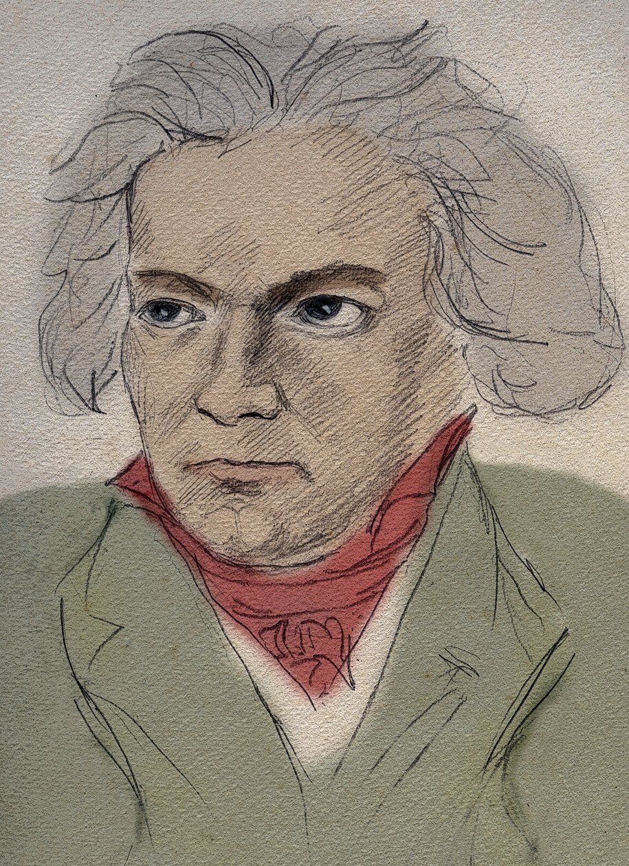 Retrato de Ludwig van Beethoven (1770-1827) Compositor alemão - desenho anónimo do início do século XX - Colecção privada - de Anonymous Anonymous
