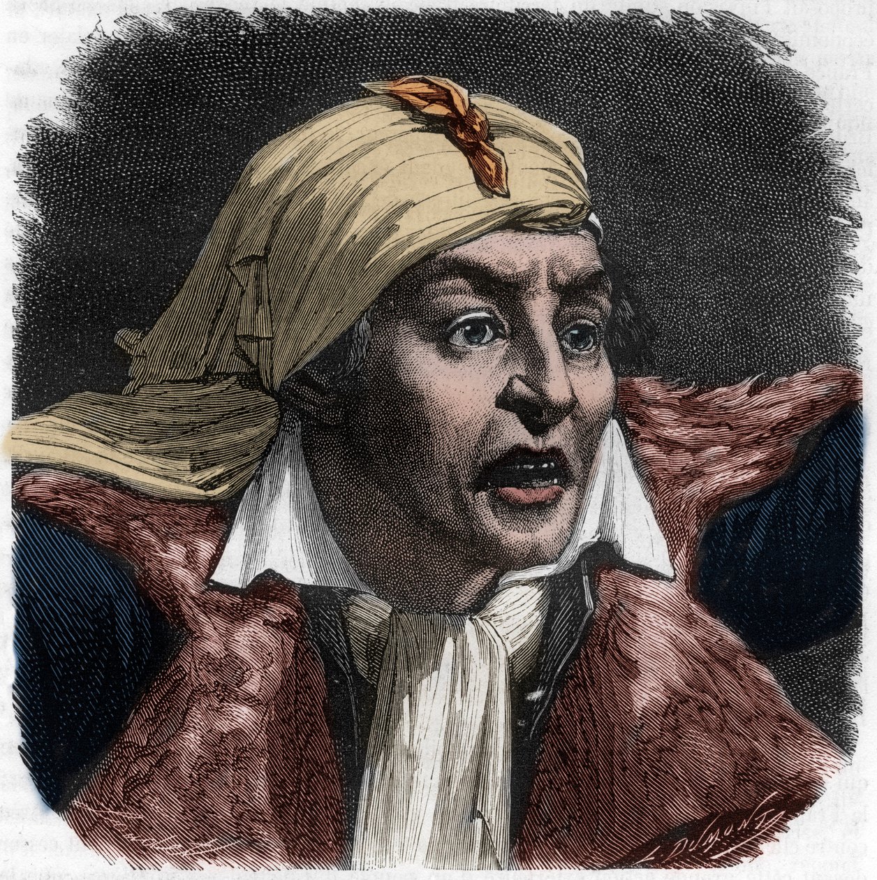 Retrato de Marat (1743-1793) - retrato de Jean-Paul (Jean Paul) Marat (1743-1793) político, jornalista francês - Gravura em "Histoire des Girondins" de Alphonse de Lamartine (1790-1869) 1865-1866 - Coleção particular de Anonymous Anonymous