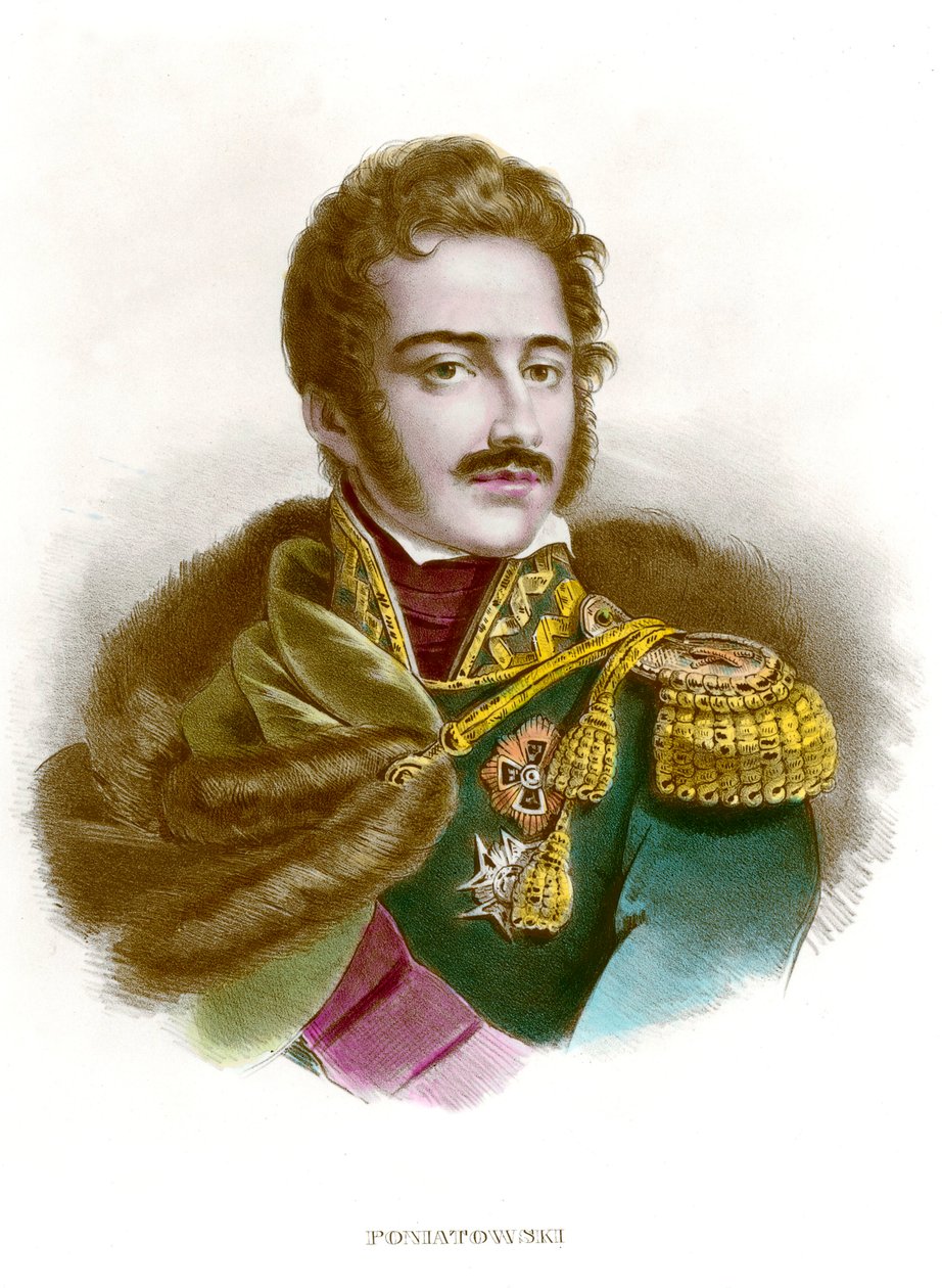 Retrato de Marechal Joseph (Jozef) Antoni Poniatowski (1763-1813) Oficial polonês. Gravura da Coleção Privada do século XIX de Anonymous Anonymous
