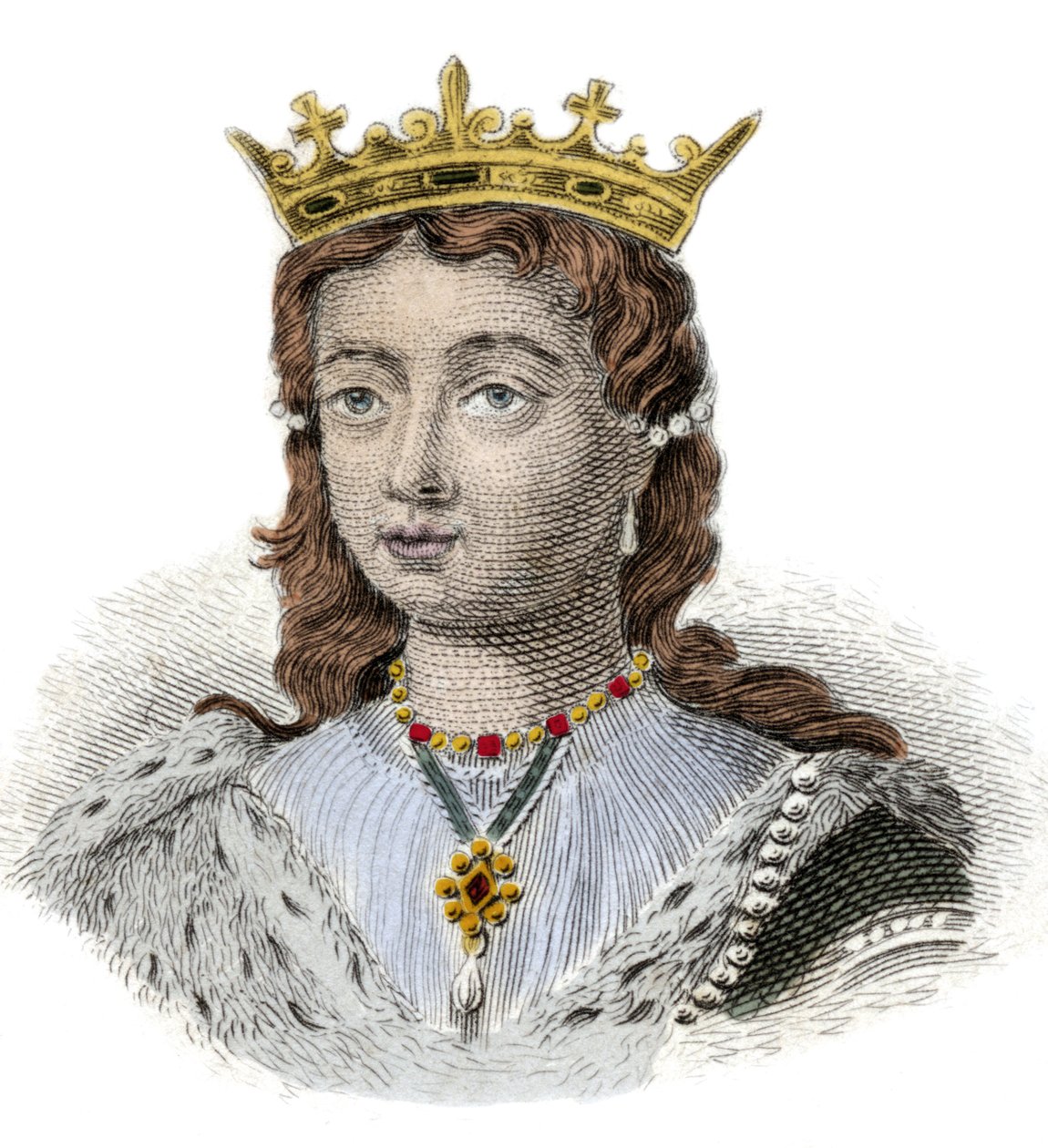 Retrato de Margarita de Anjou, Rainha de Inglaterra (1429-1482) Gravura do século XIX. Milanês de Anonymous Anonymous