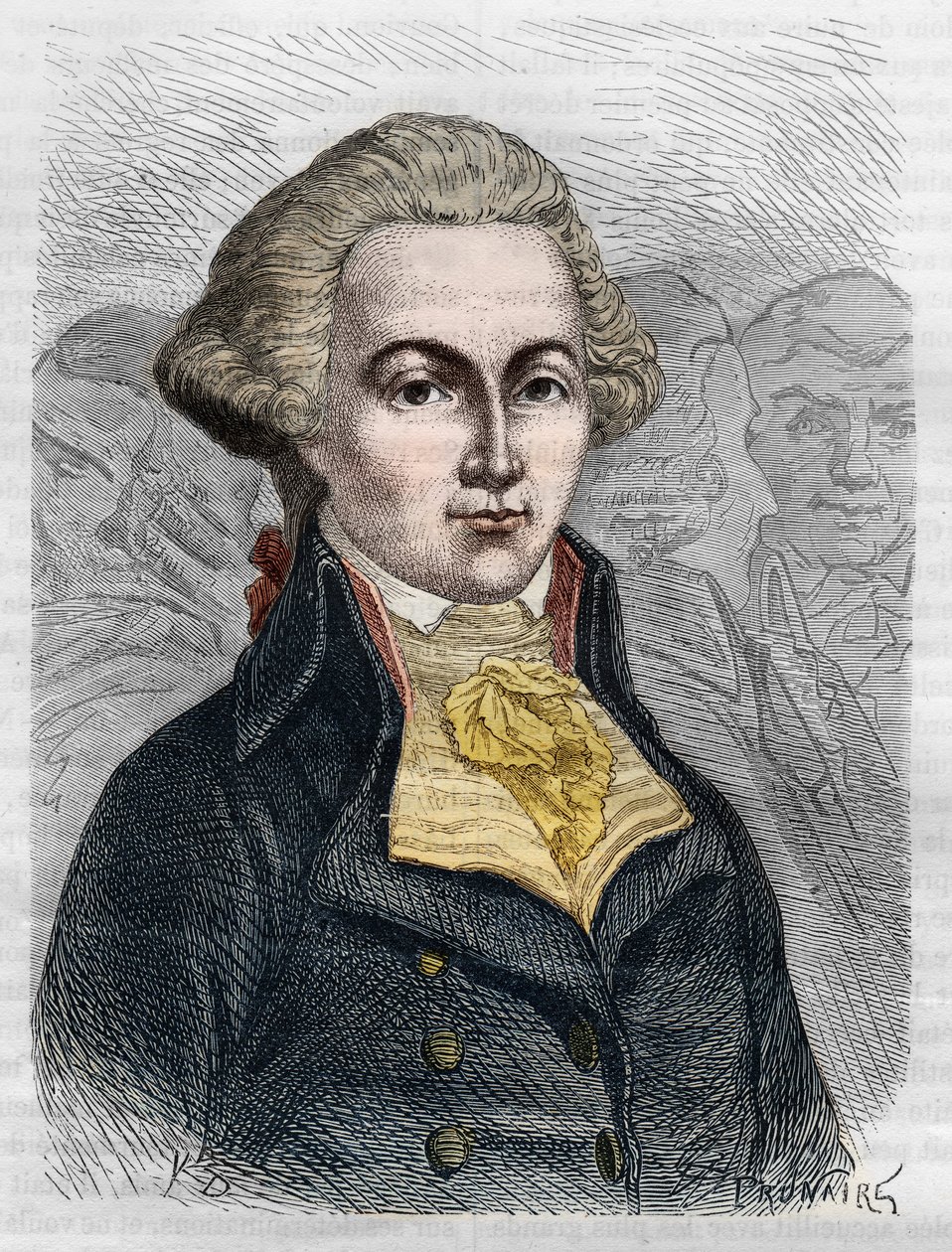 Retrato de Marguerite Elie Guadet, política francesa (1758-1794). Gravura de 1866 em "Histoire de la Revolution francaise" de Adolphe Thiers. Colecção privada. de Anonymous Anonymous