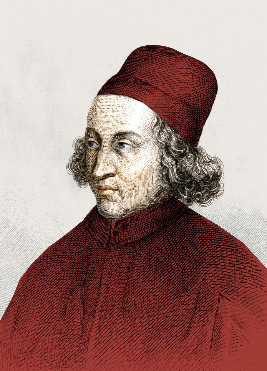 Retrato de Marsilio Ficino, dit en francais Marsile Ficin (1433 - 1499), gravura do século XVIII. de Anonymous Anonymous