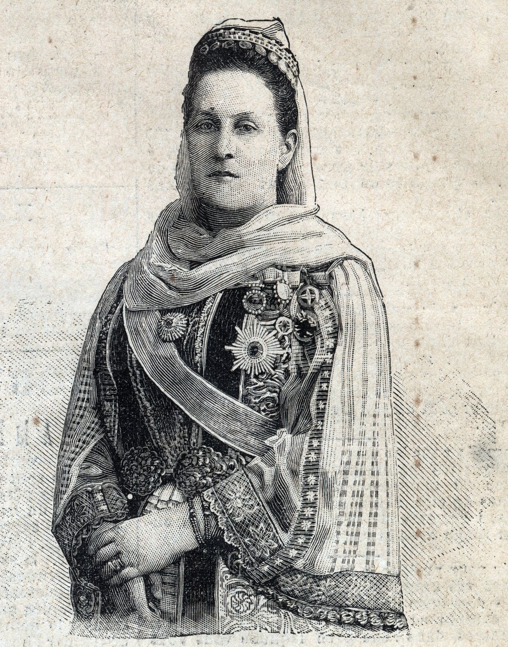 Retrato de Olga Constantinovna da Rússia (1851-1926) Rainha da Grécia. Gravura em "Le Peute Parisien" (Le Peute Parisien) de Anonymous Anonymous