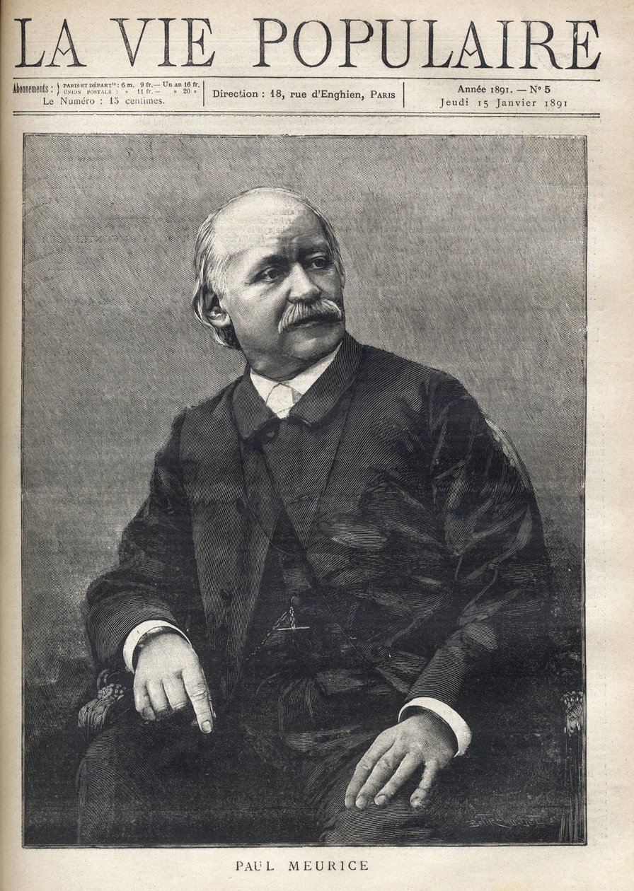 Retrato de Paul Meurice (1818-1905), escritor francês. Gravura em "La vie populaire" (La vie populaire) de Anonymous Anonymous