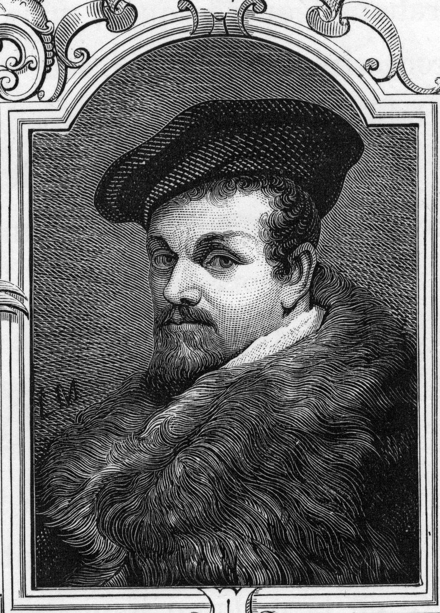 Retrato de Pier Francesco Mazzucchelli dit il Morazzone (1573-1626) pintor italiano. 1859 gravura em "as galerias da Europa - Itália" de Armandaud. Colecção privada. de Anonymous Anonymous