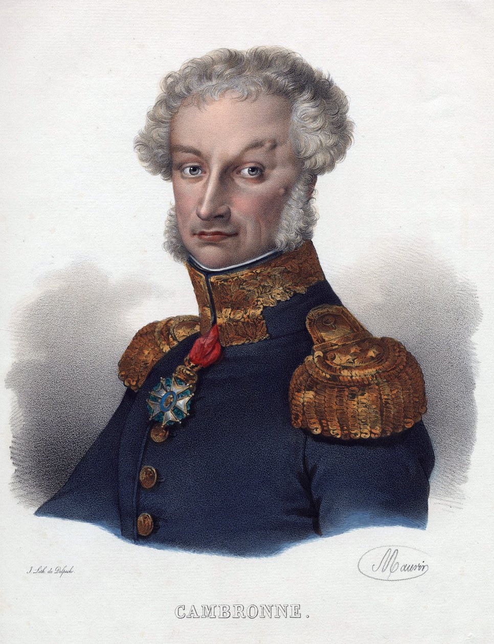 Retrato de Pierre Cambronne (1770-1842) - Anónimo - 1835 - Litografia, aguarela - 32x24 - Colecção Privada de Anonymous Anonymous